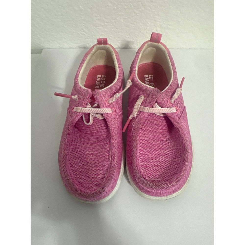 Eddie Bauer Roslyn Kids Pink Fabric Moc Toe Slip On Sneakers Size 12